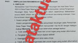 Inspektorat Temukan Kelemahan Pengelolaan Keuangan Desa Pagar Negara Tahun 2024