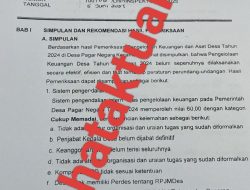 Inspektorat Temukan Kelemahan Pengelolaan Keuangan Desa Pagar Negara Tahun 2024