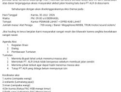 Masyarakat Dua Desa di Merapi Timur Lahat Gelar Aksi Damai Protes Jalan Pengangkutan Batu Bara PT ALR   