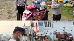Polsek Kota Agung Bagikan Masker dan Imbau Warga Cegah Karhutla