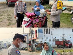 Polsek Kota Agung Bagikan Masker dan Imbau Warga Cegah Karhutla
