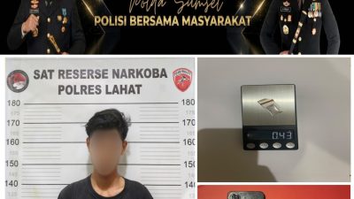 Satresnarkoba Polres Lahat Amankan Pria di Merapi Barat, Satu Paket Diduga Sabu Disita