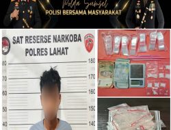 Satresnarkoba Polres Lahat Amankan Pria dan 13 Paket Diduga Sabu di Karang Anyar